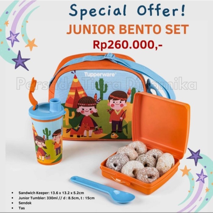 bekal junior bento set tupperware lunch box anak