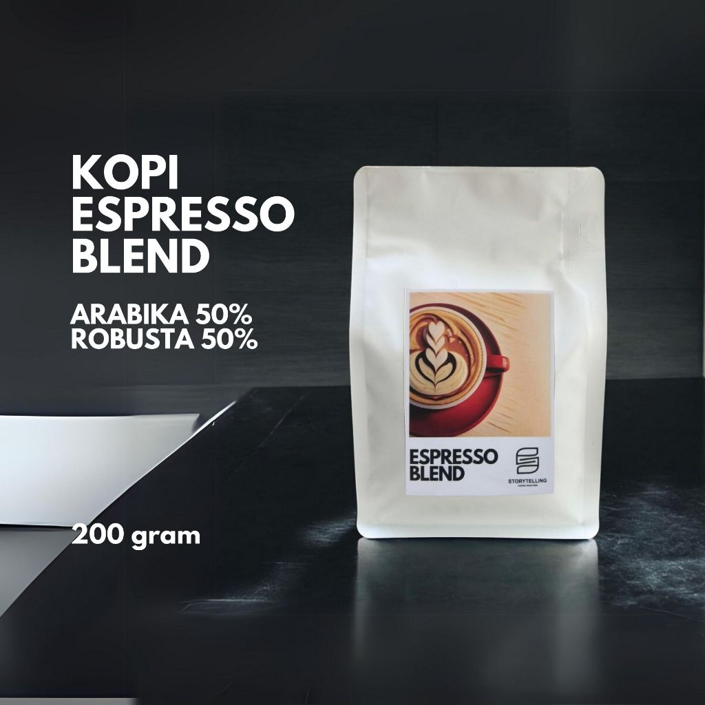 

Kopi espresso blend Arabika 50% Robusta 50% / House blend coffee / 200 gram / biji atau bubuk