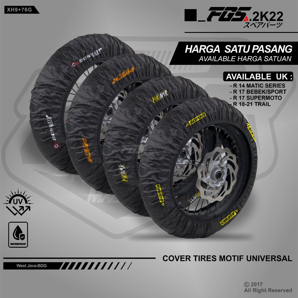 COVER BAN SUPERMOTO TRAIL UK 17 17 18 21 SARUNG BAN TRAIL 16 19 SARUNG BAN MATIC UK 14