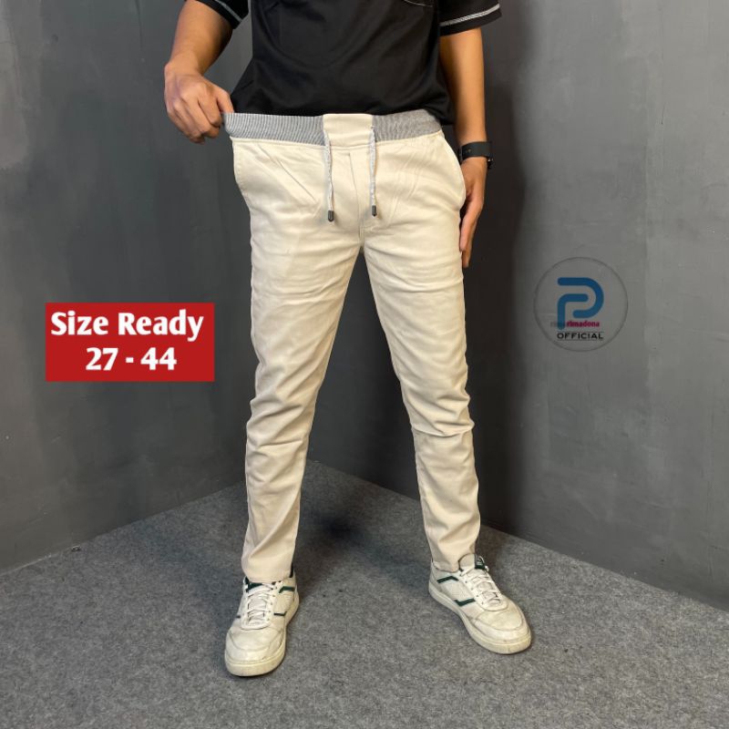Celana Chino Panjang Pria Pinggang Karet Celana Chino Rip Ban Pinggang Panjang Celana Chino Panjang 