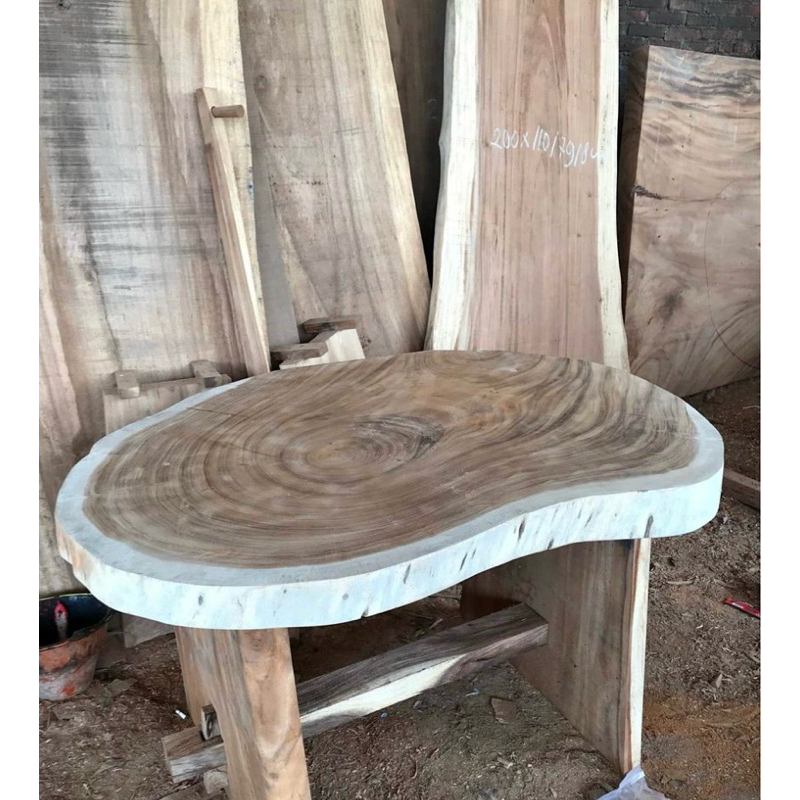 daun meja top table kayu trembesi oval