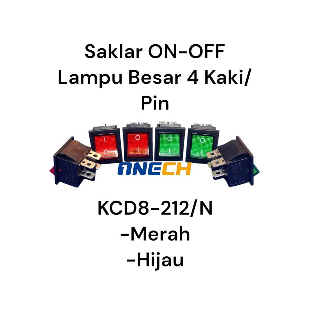 Tombol On Off Motor Mobil Kotak Saklar Switch On Of LED Stang Motor 4 Pin Tombol Hazard Push On Off 