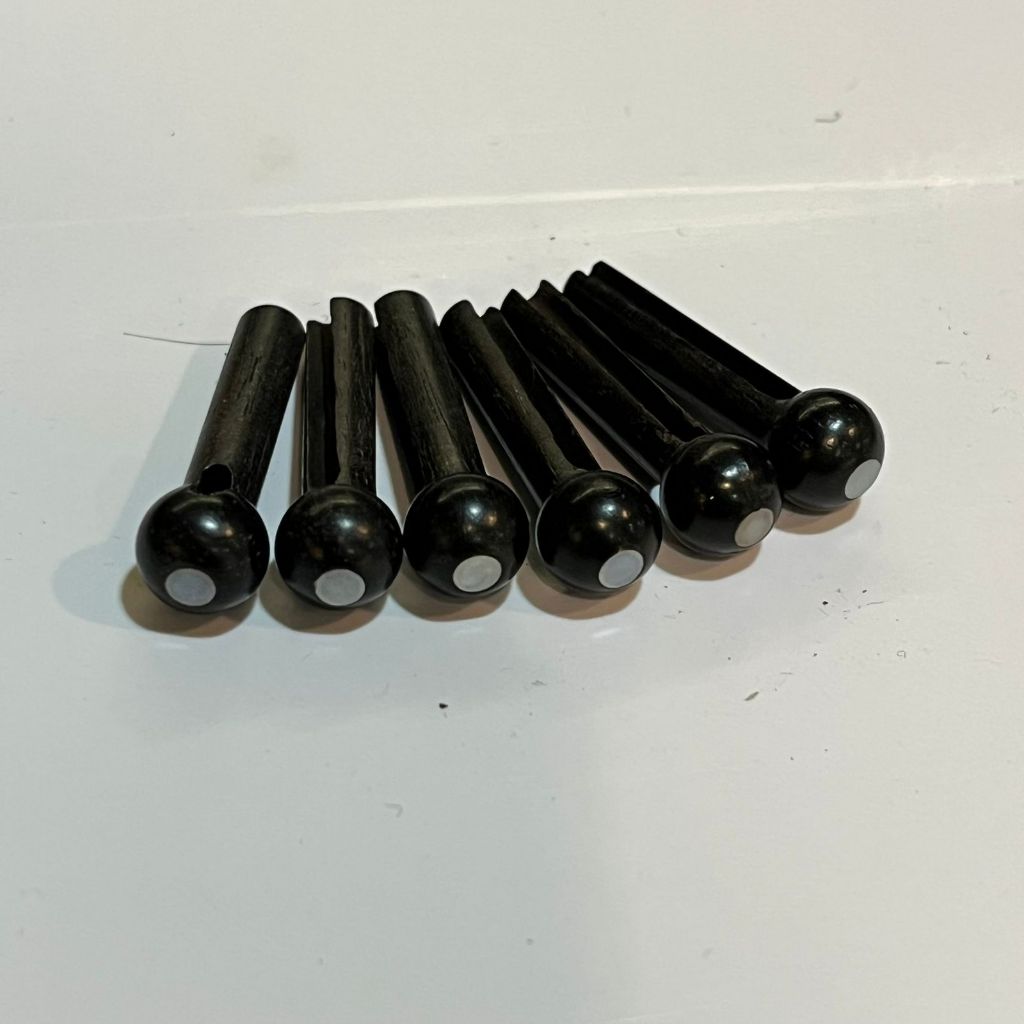 Pin Bridge Gitar bahan Ebony dot putih per set