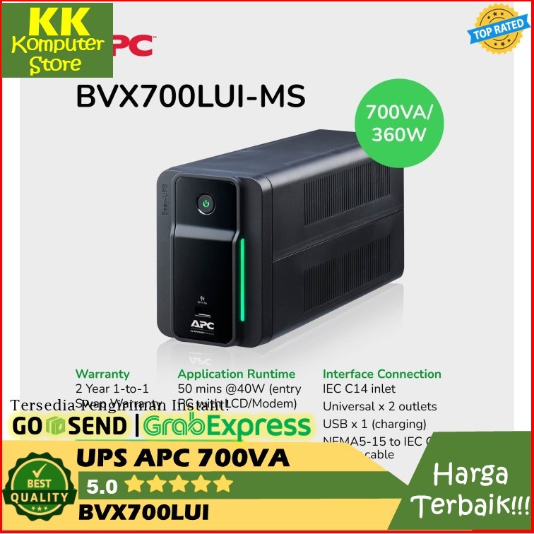 ups apc 700va ups bvx 700va 360w apc easy usb ups charging bvx700lui-ms