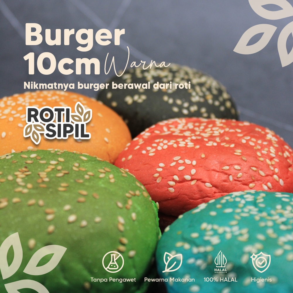 

Roti Burger Warna 10cm | Base Burger 10cm