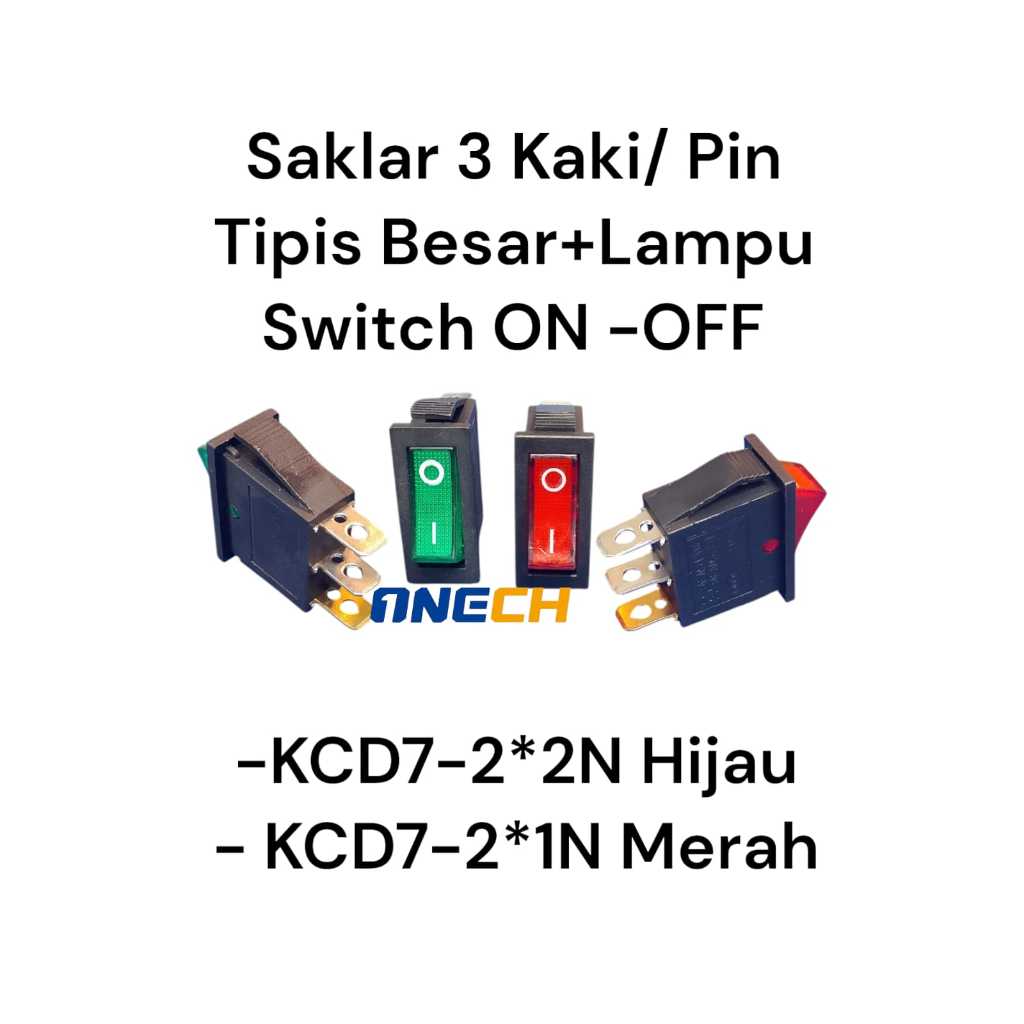 Wan Dao - Tombol Lampu Motor Mobil Kotak Saklar Switch Tipis Besar On Of LED Stang Motor 3 Pin Tombo