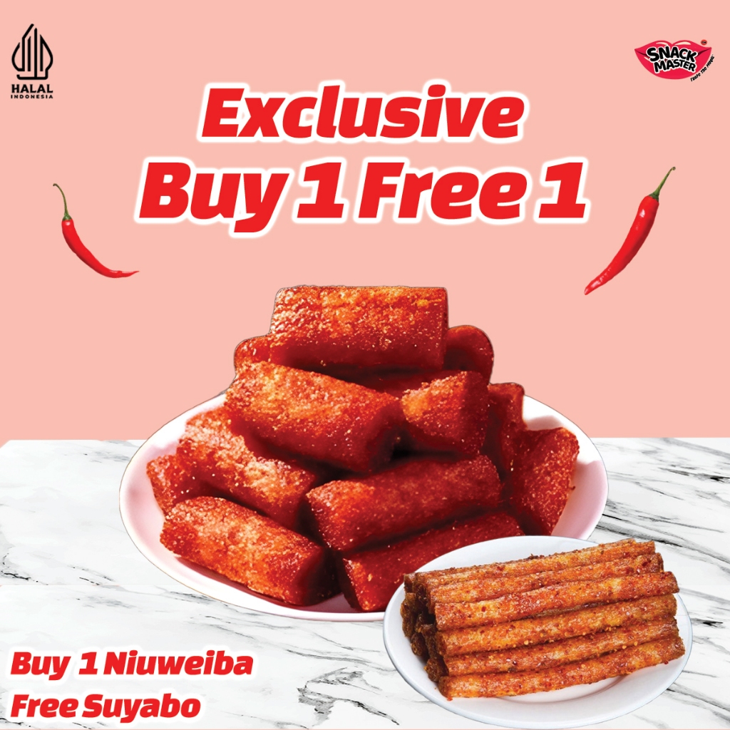 

[ SNACK MASTER ] Niuweiba, Suyabo, haiweishao I BUY 1 FREE 1 I CAMILAN SPICY I 72 GRAM I SNACK