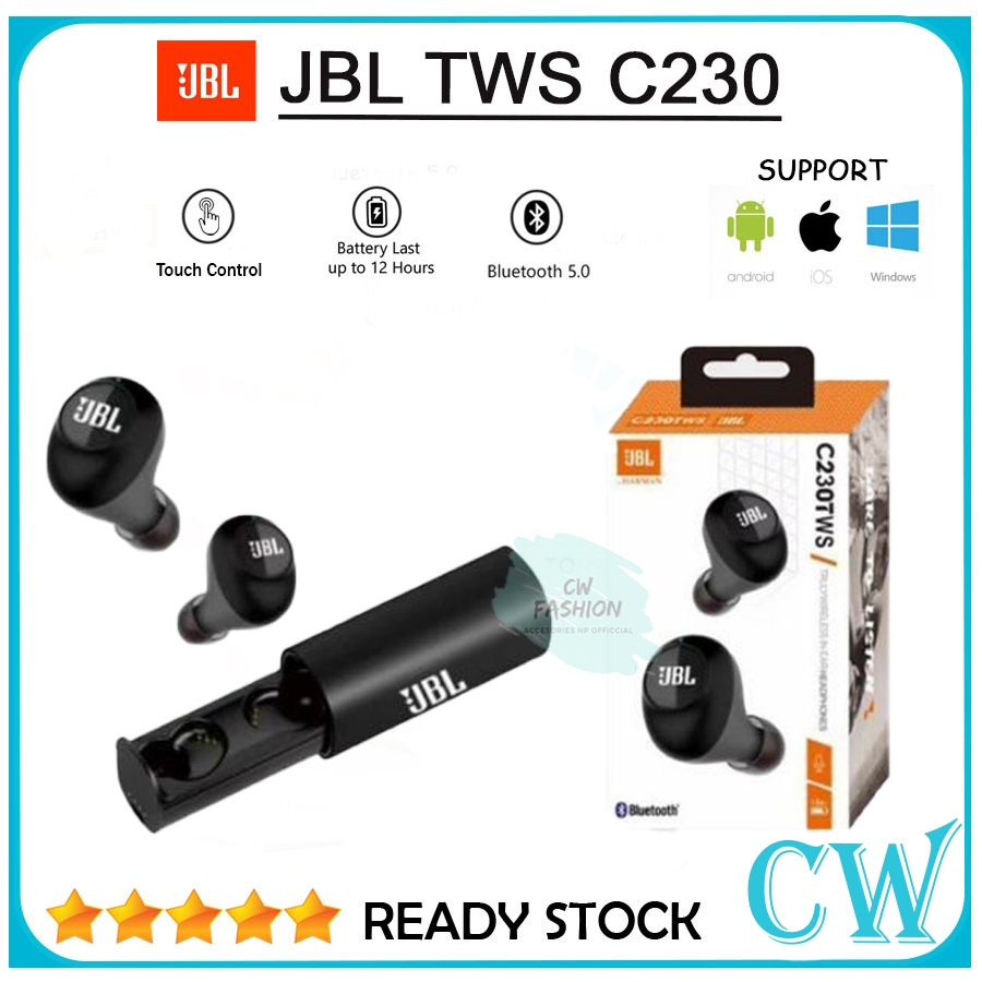 JBL C230 HEADSET BLUETOOTH JBL C230 EARPHONE EARBUDS WIRELESS JBL SPORT SUPER BASS FOR ANDROIS AND I