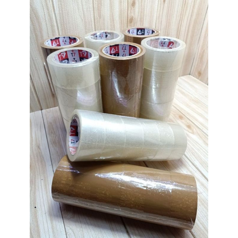 

Lakban Bening & Coklat 45 mm x 90 mm yard