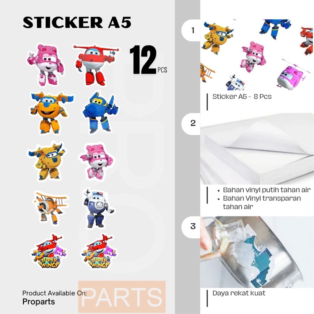 

Label Sticker Pack Tema Super Wings / Pororo / Kucing Lucu