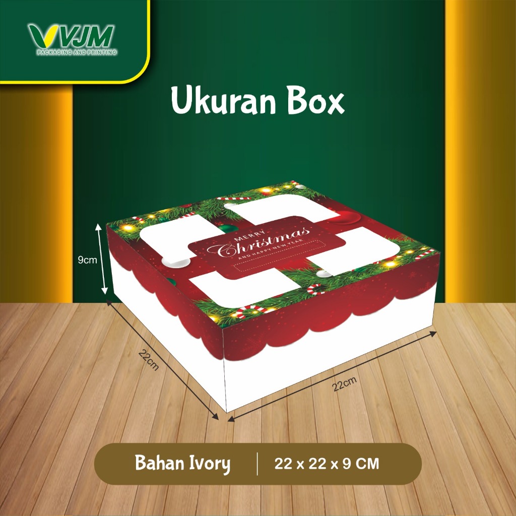 

(5 Pcs) BOX HAMPERS NATAL MERRY CHRISTMAS | BOX KUE KERING NATAL | Ukuran 22 x 22 x 9 cm | Ukuran 4 Toples Persegi