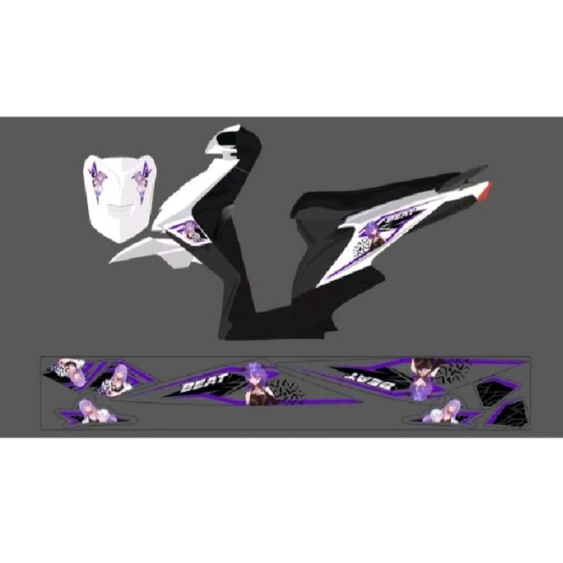 STRIPING STICKER TRANSPARAN HONDA BEAT KARBU MOTIF CUSTOME ANIME