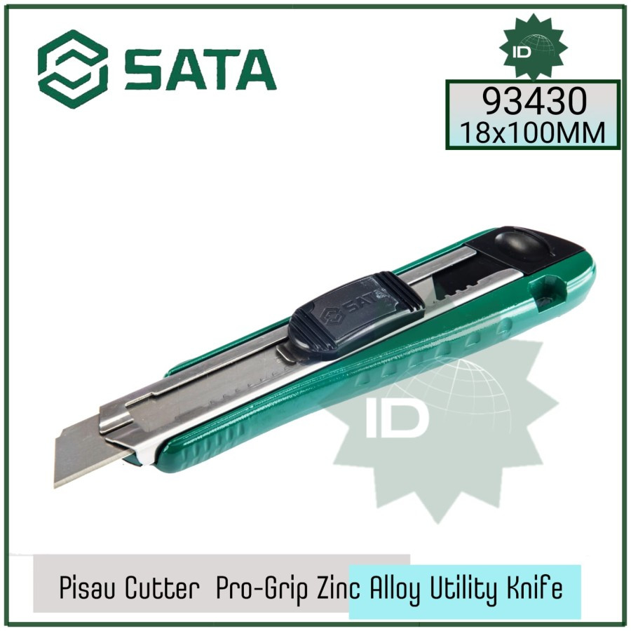 

Pisau Cutter Utilitas 93430 Pro-Grip Zinc Alloy Utility Knife, 8-point, 18x100MM Sata Tools