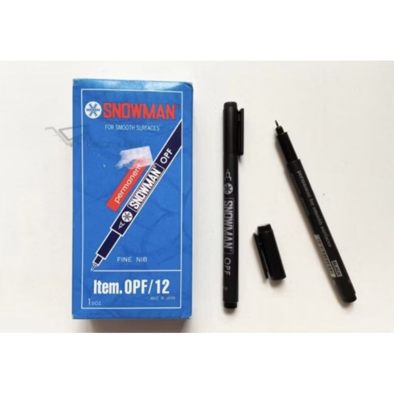 SPIDOL SNOWMAN PERMANEN FINE OPF HITAM/OPF BIRU/OPF MERAH (12 BIJI)