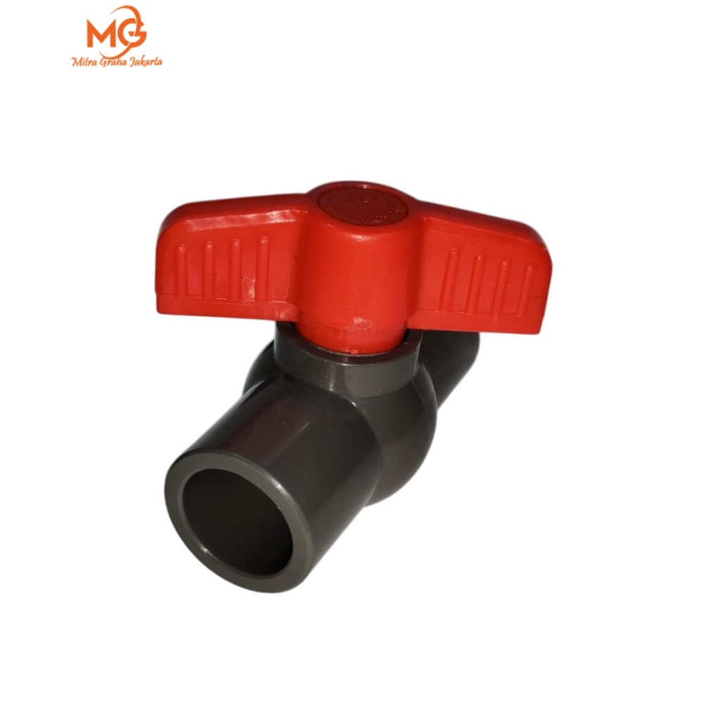Stop Kran Pvc polos Ball valve 20mm 1/2 inch (bukan ukuran umum) untuk Pipa PPR Rucika Kelen Green P