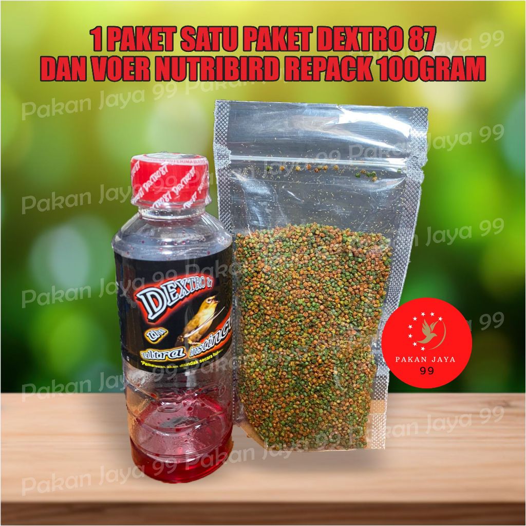 READY 1 PAKET SATU PAKET DEXTRO 87  DEXTRO87 DAN VOER NUTRIBIRD REPACK 100 GRAM PAKAN MAKANAN PLECI