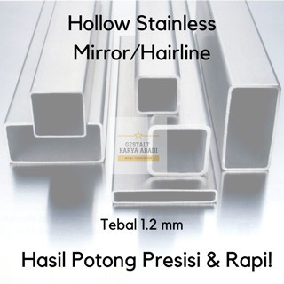 Hollow Stainless Steel SUS304 Ukuran 10x20 mm Tebal 1,2 mm Panjang 1000 mm Finishing Hairline
