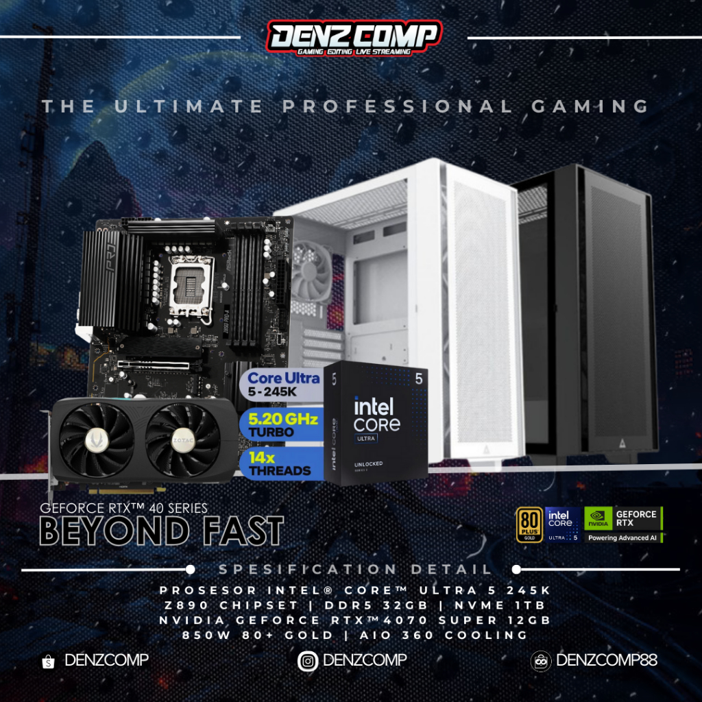 PC GAMING - Intel Core Ultra 5 245K | RTX 4070 Super 12GB | DDR5 32GB | NVMe 1TB | AIO COOLING - KOM