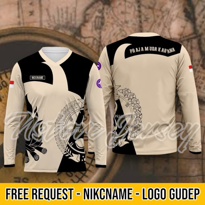 Jersey Kaos Pramuka Indonesia Praja Muda Karana Free Custom Nickname & Gudep