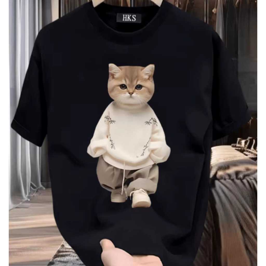 KAOS OVERSIZE / KUCING COOL /COUPLE KAOS OBLONG OVERSIZE COUPLE PASANGAN kaos oblong oversize pria /