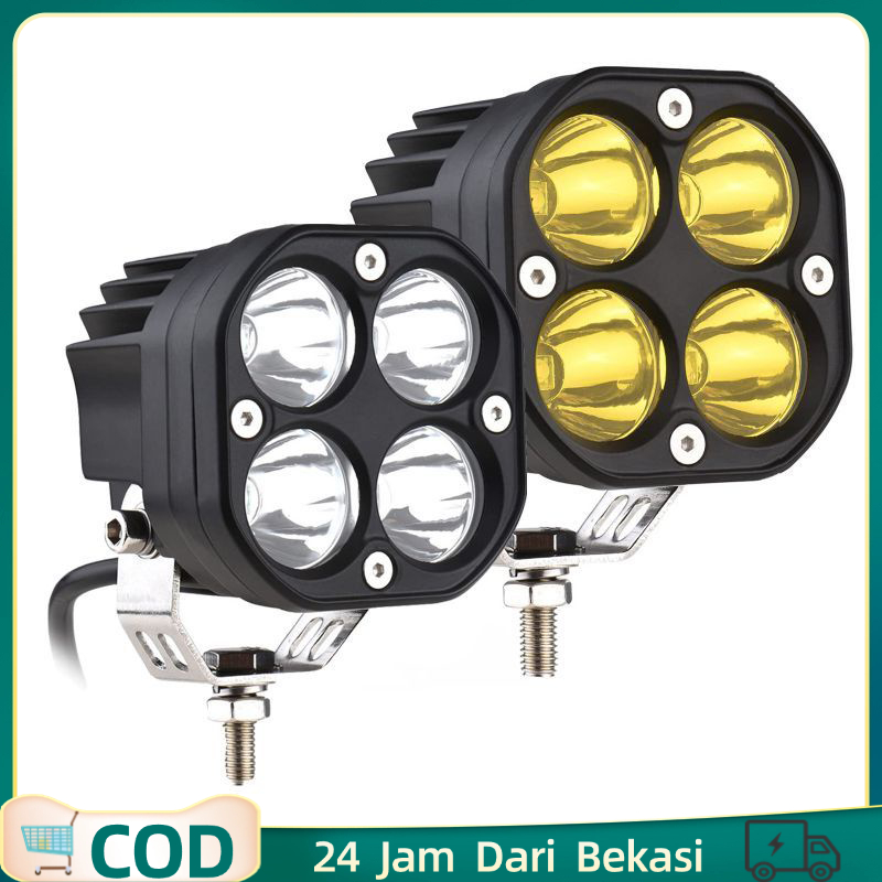 Lampu Tembak Putih/kuning Lampu Tembak Led 40w Lampu Sorot Tembak Motor  4 Titik Lampu Tembak Sorot 