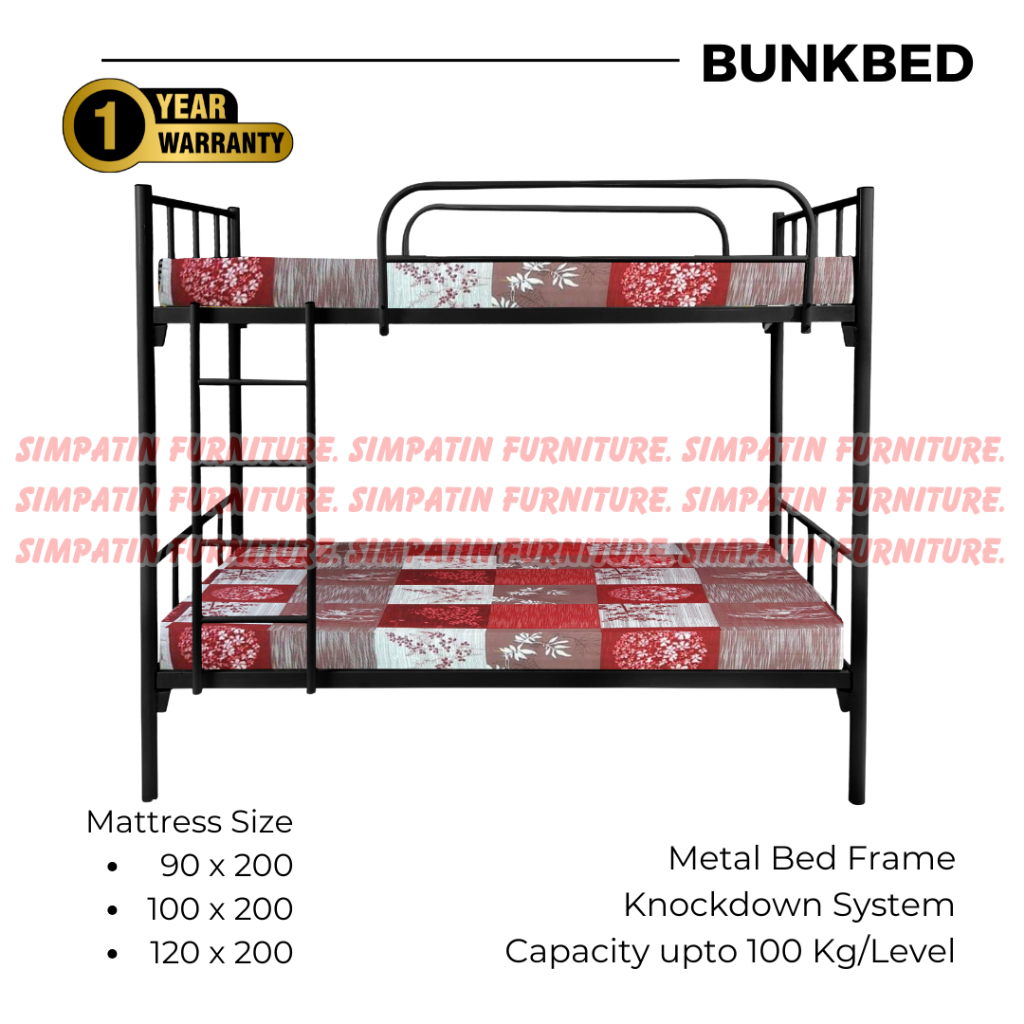 Ranjang 2 Susun Ranjang Besi Tingkat BunkBed 90x200 120x200