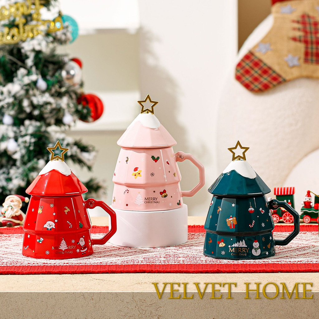 

Hampers Mug Natal Christmas Gelas cup Pohon Natal Santa claus Klaus merah hijau pink red green GIft set parsel parcel kado hadiah xmas treee cup teh kopi kerami ceramic