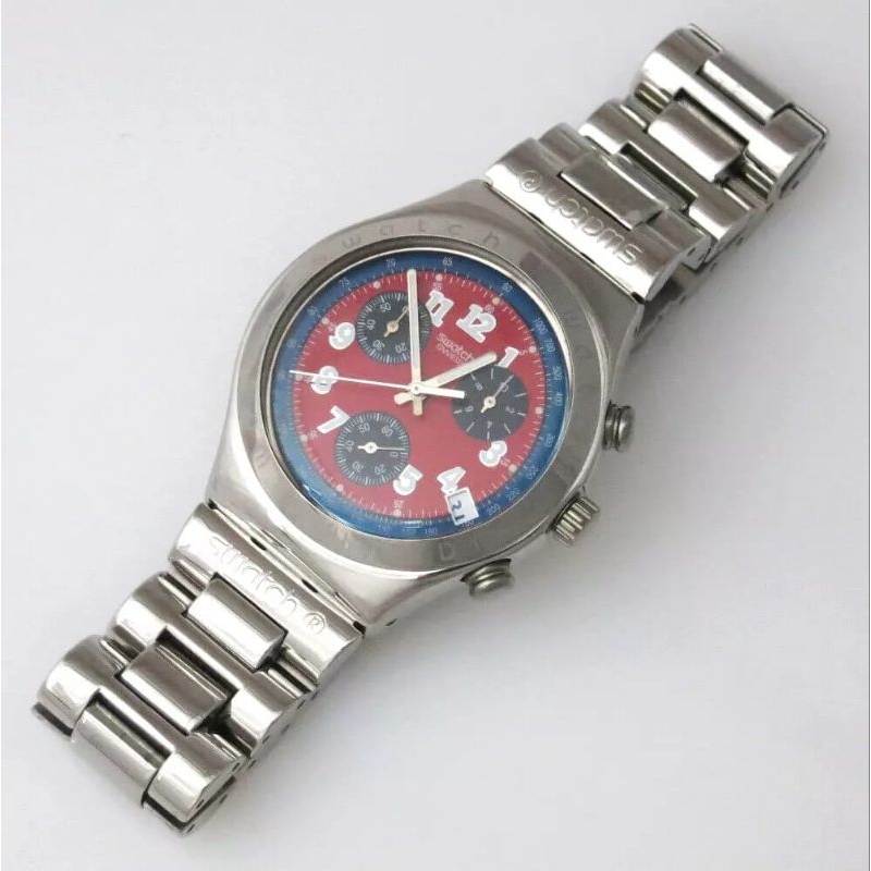 Vintage 1998 Swatch Irony Chrono SECRET AGENT RED YCS405 Swiss made.