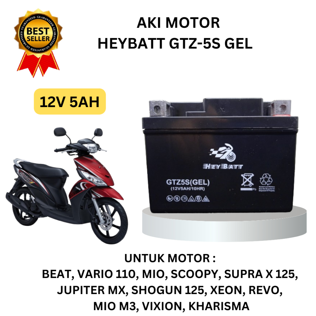 Aki Motor beat karbu,mio,vario,scoopy,revo,Jupiter MX NEW ACCU Heybatt GTZ5S Berkualitas