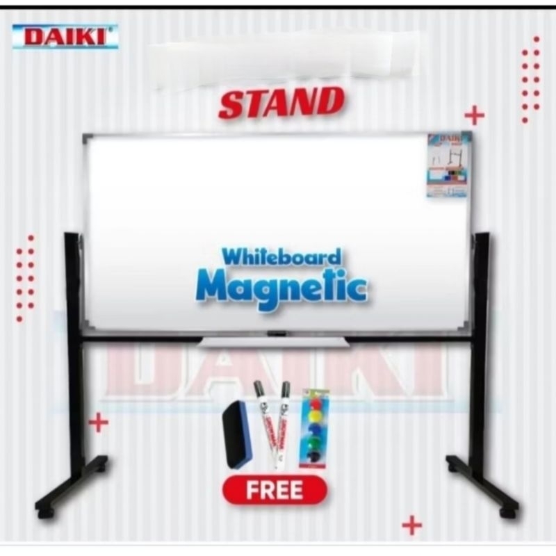 

DAIKI Papan Tulis White Board Double Face Stand Magnet uk 100 x 200 cm.
