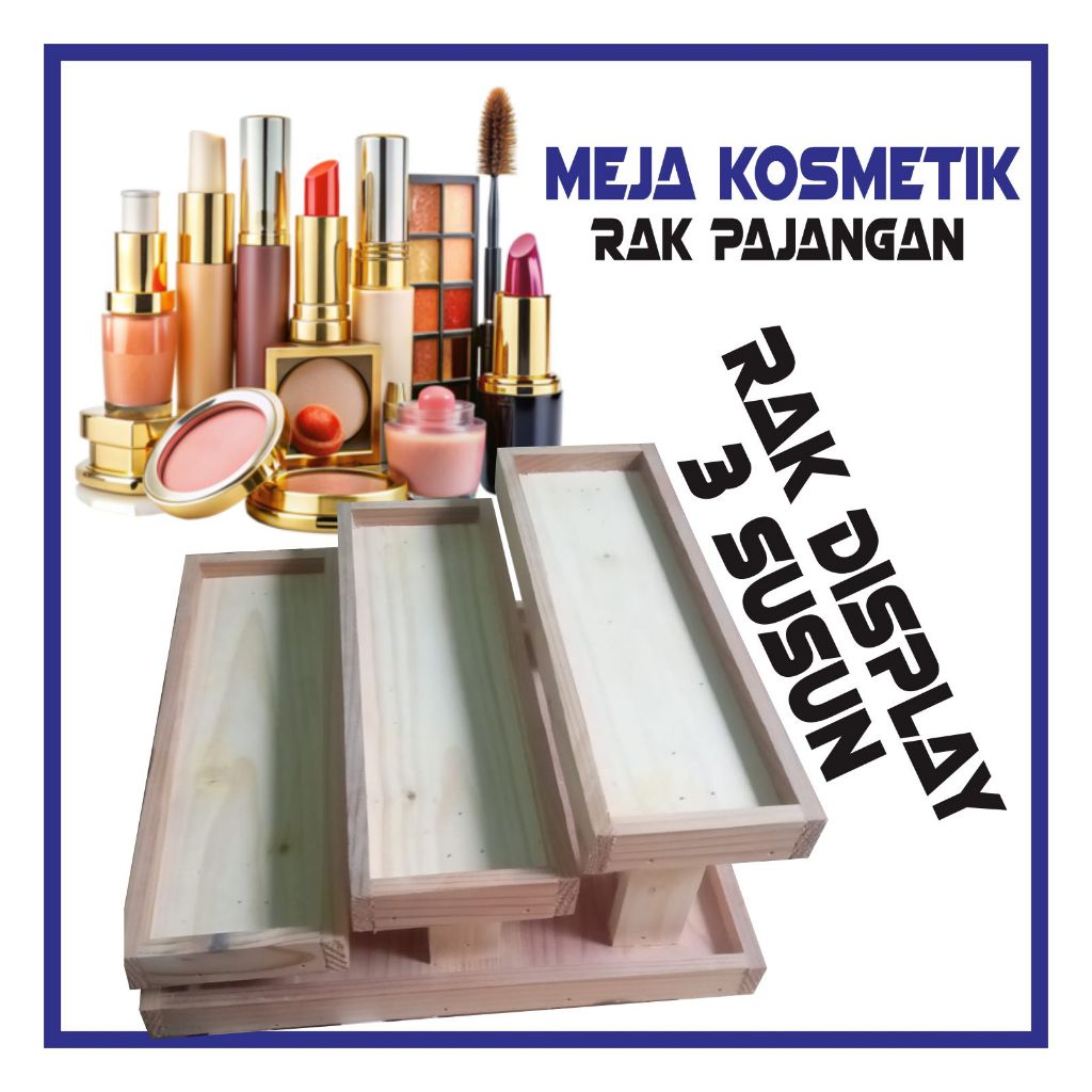 Rak 3 SUSUN Display Kayu Kotak Estetik Rak Susun Tangga Minimalis