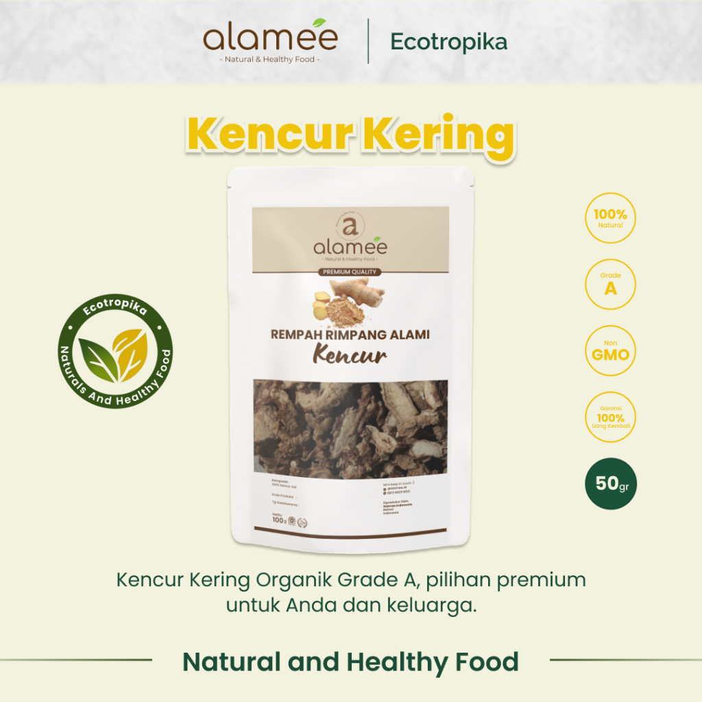 

Kencur Kering Dried Spice Galangal Rempah Rimpang Organik Alami Kemasan Premium 50gr