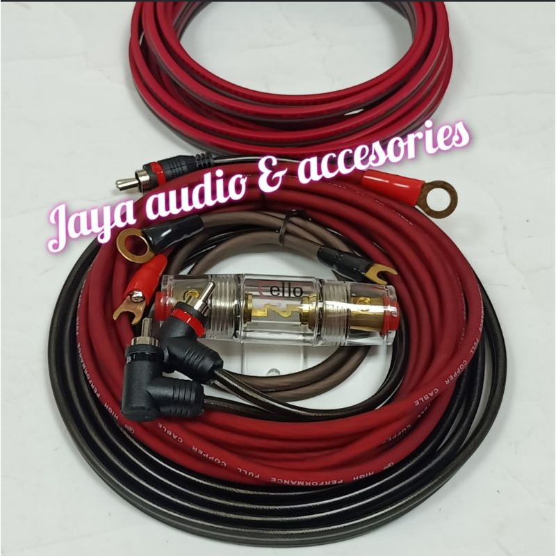Kabel Set Power Cello Kabel Subwoofer Rostand Kabel RCA Tenssis Murni Tembaga