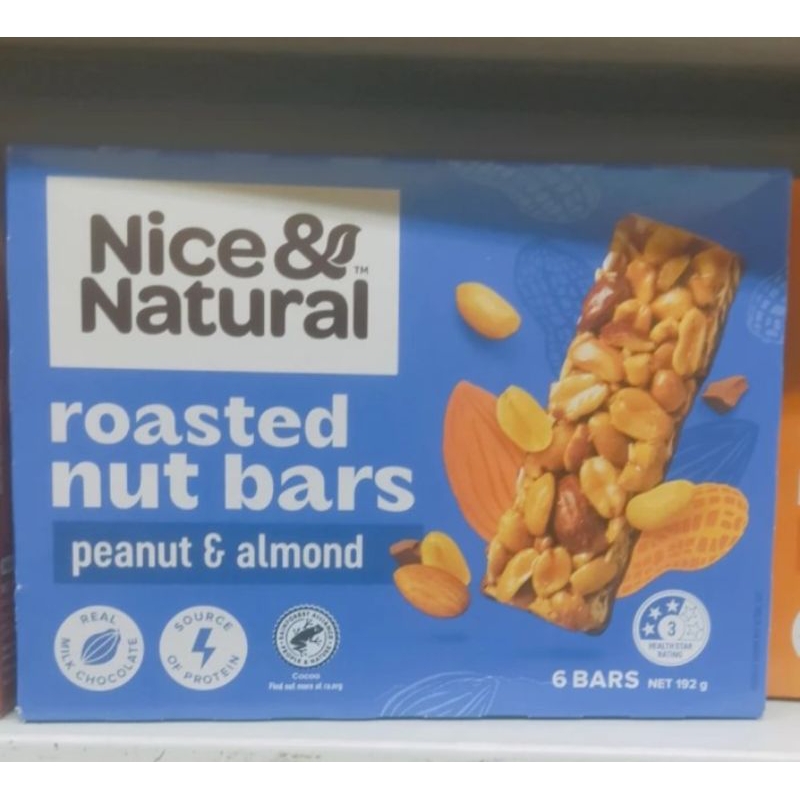 

nice & natural roasted nut bars peanut almond cereal isi 6's