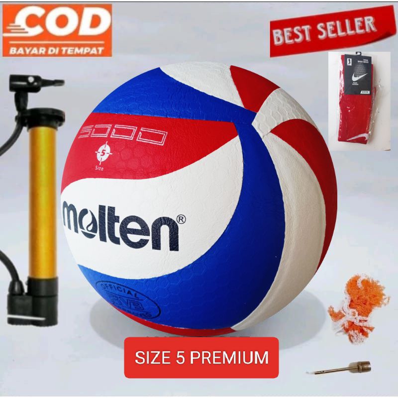 Bola voli molten size 5 vm5000 import /bola voli molten vm4500/bola voli murah free jaring&pentil