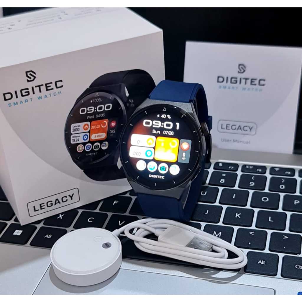 JAm tangan  Pria Digitec Smartwatch LEGACY tali silicon/rubber bulat analog original