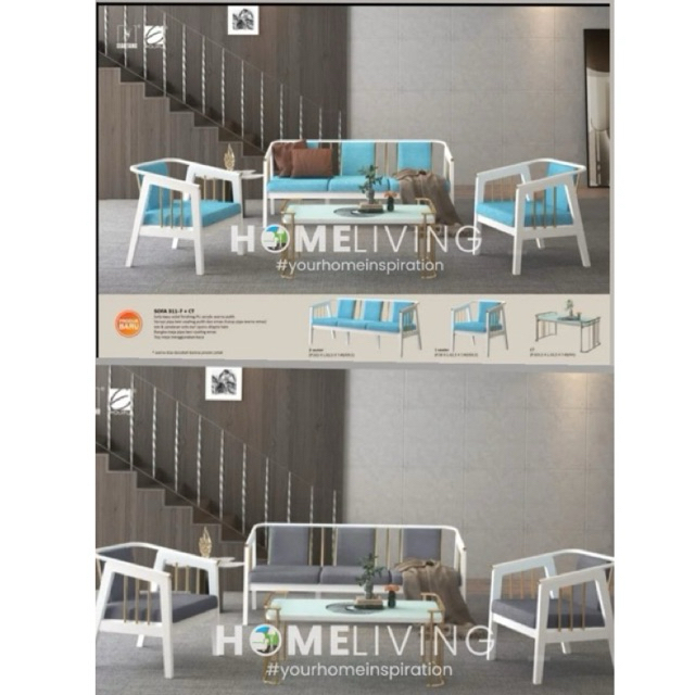 HOMELIVING - KURSI RUANG TAMU - KURSI TAMU BESI JOK BUSA - SOFA RUANG TAMU PONTIANAK