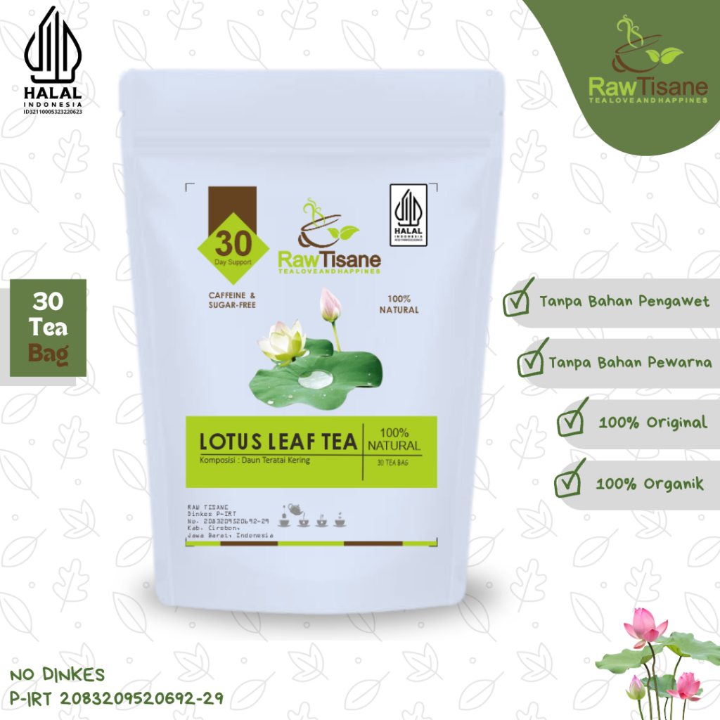 

RAW TISANE Lotus Leaf Tea : Teh Celup Daun Teratai All Varian Isi 30 Tea Bag