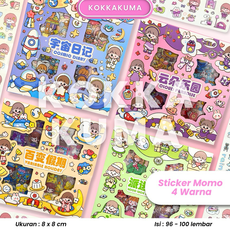 

( KKM ) NEW MOMO VACATION Sticker Box Aesthetic Lucu untuk Anak Perempuan 1 Box isi 96- 100 Lembar Stiker Anti Air Waterproof Bahan PET bisa COD