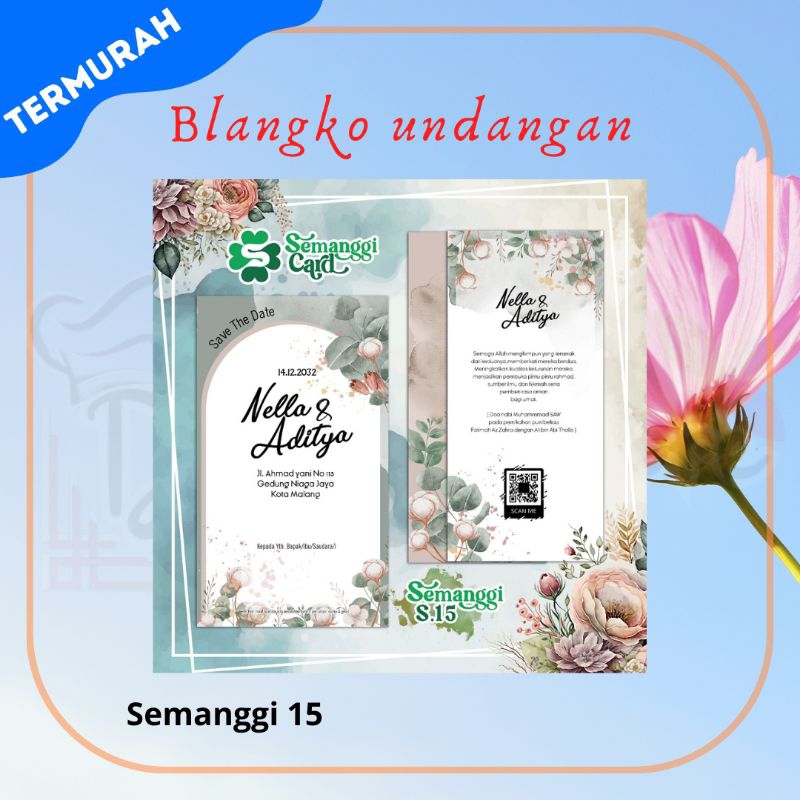 Blangko Undangan Semanggi 15 | Blangko Undangan nikah pernikahan | Kertas undangan