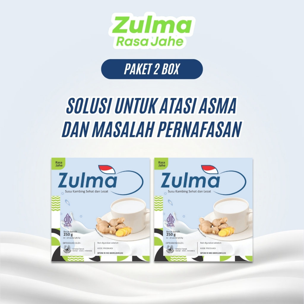 

Zulma Paket 2 Box - Susu Kambing Etawa Atasi Asma Dan Masalah Pernafasan Rasa Jahe