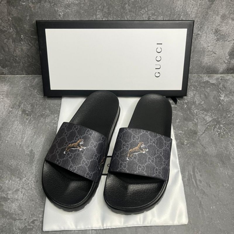 SANDAL SLIDE GUCI BLACK TIGER