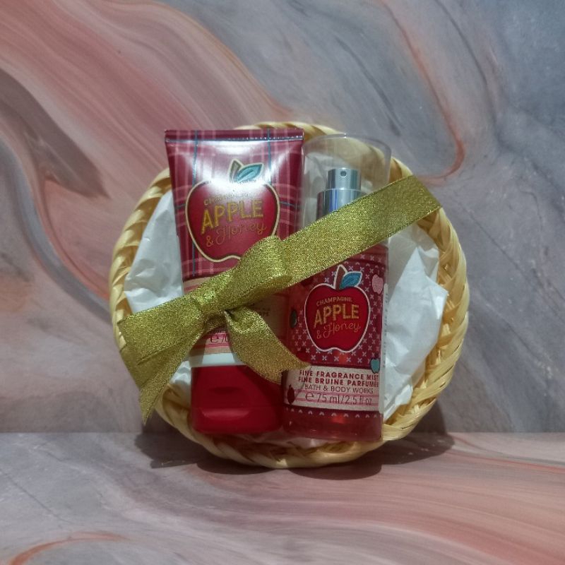 bath and body works champagne apple and honey gift set paket seserahan kado