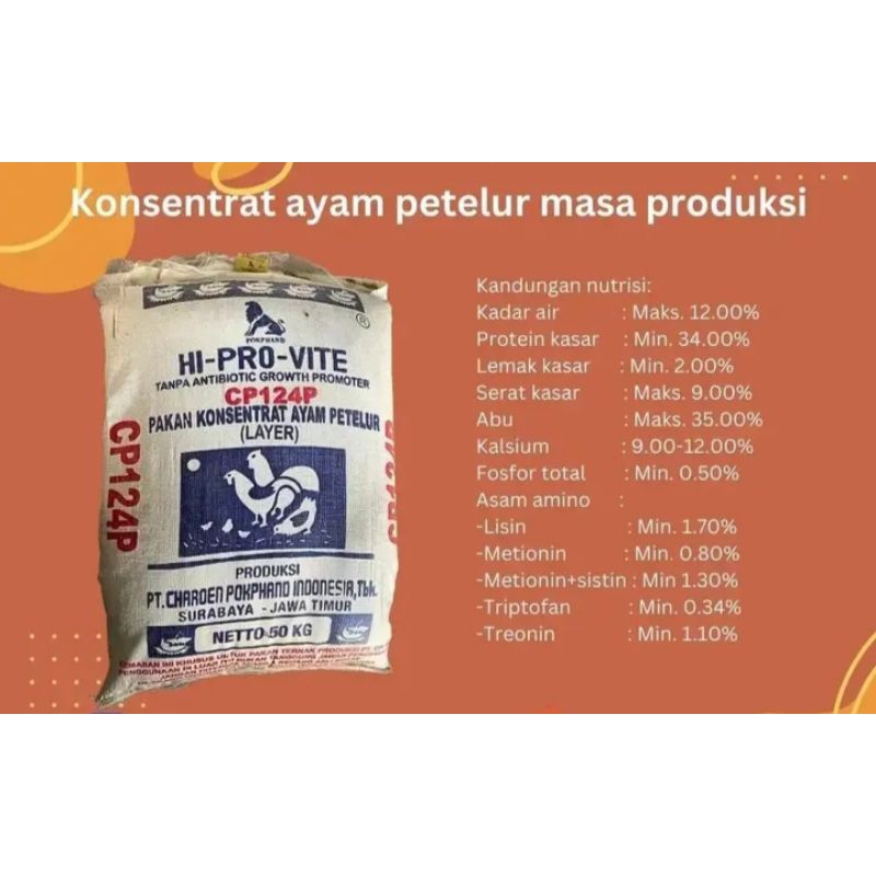 PAKAN AYAM PETELUR CP124P 1KG KONSENTRAT AYAM PETELUR KEMASAN ECER