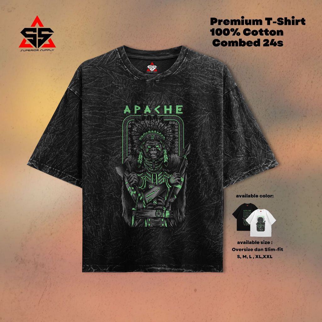 SUPERIOR Kaos WARIOR Apache Oversized washed tshirt Oversize slimfit sandwash kaos APACHE-1