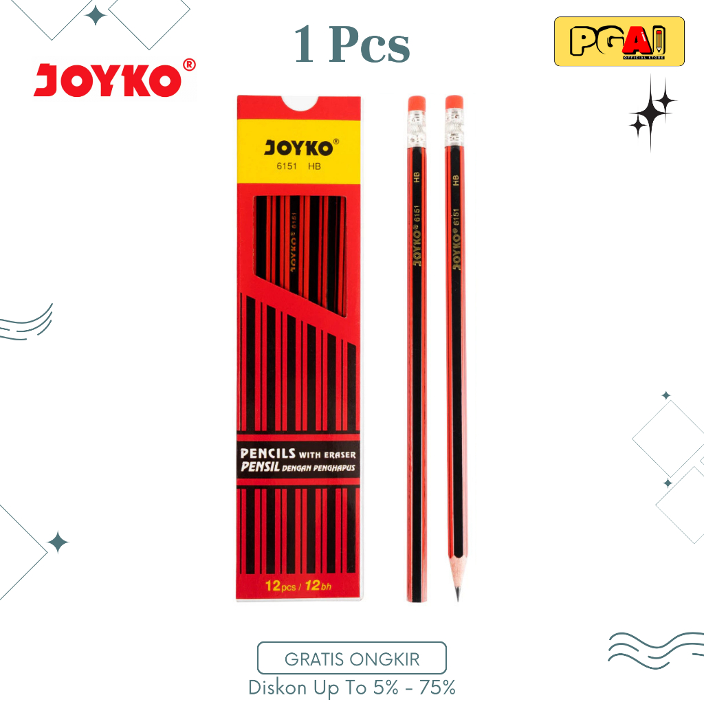 

(PGAI) PENSIL PENCIL 2B JOYKO P 6151 HB 1 PCS ALAT TULIS STATIONERY Kayu