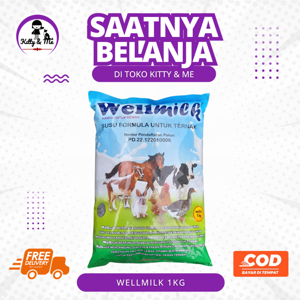 WELLMILK SUSU TERNAK KAMBING 1 KG - Susu Anak Sapi Kambing Hewan Pengganti Susu Induk