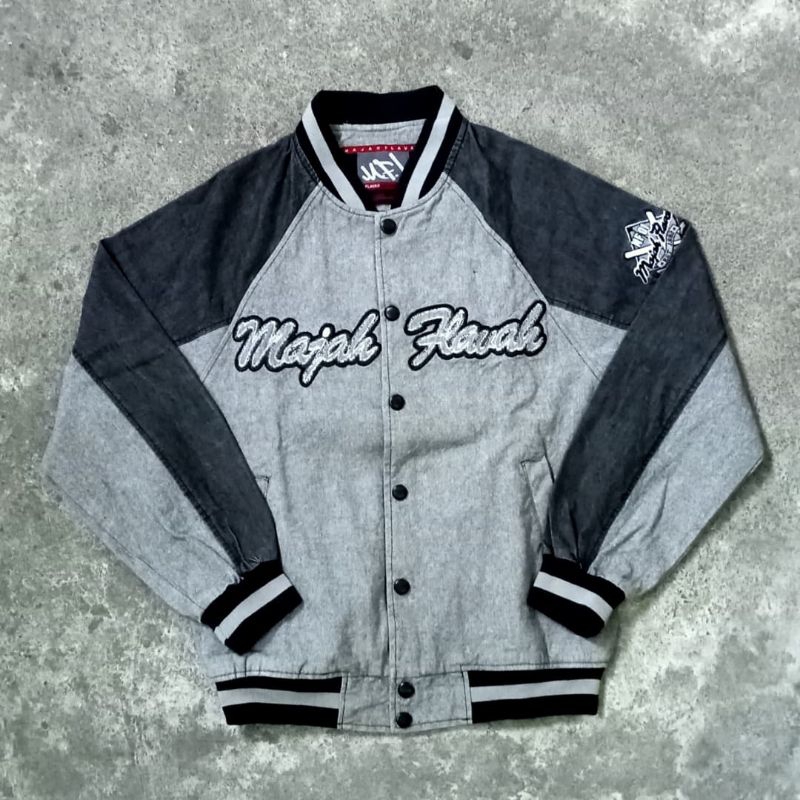 Majah Flavah 01 "Underground Hip Hop Gear" Baseball Denim Varsity Jacket Not Fubu - Ecko - Jnco - So