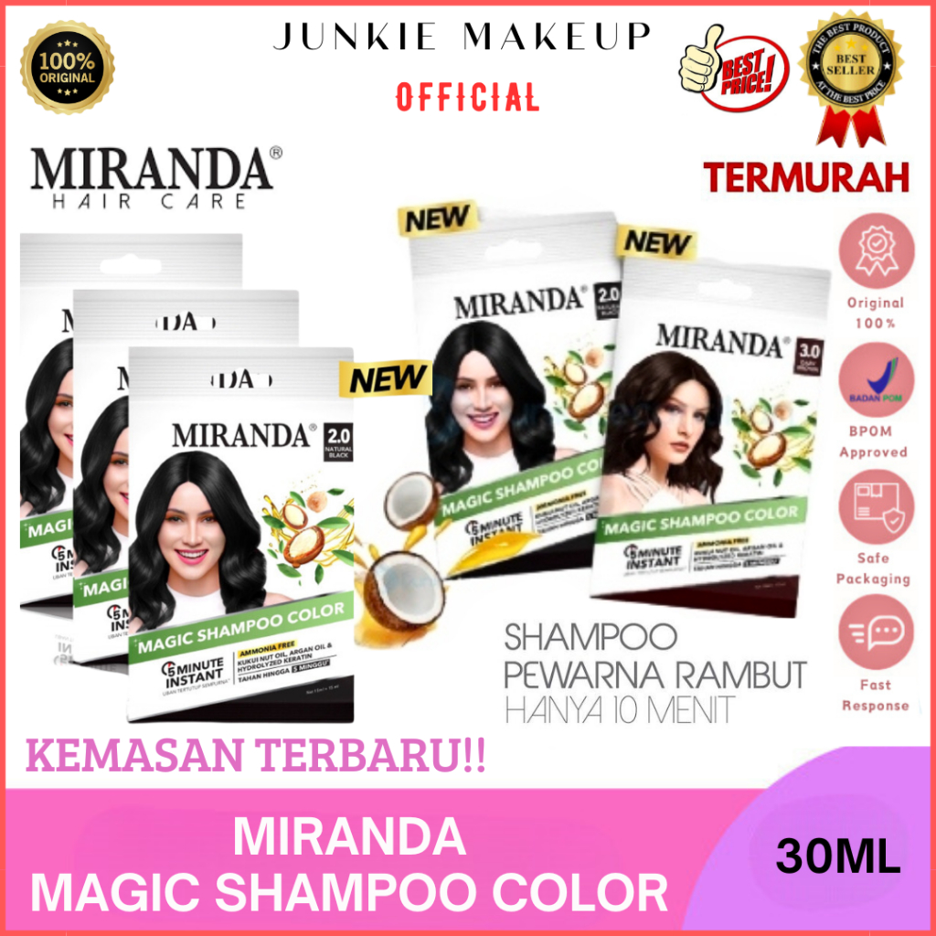 𝗝𝗨𝗡𝗞𝗜𝗘 𝗠𝗔𝗞𝗘𝗨𝗣 - Miranda Shampoo / Color Shampoo / Pewarna Rambut Shampoo / MIranda Magic Hair Color 
