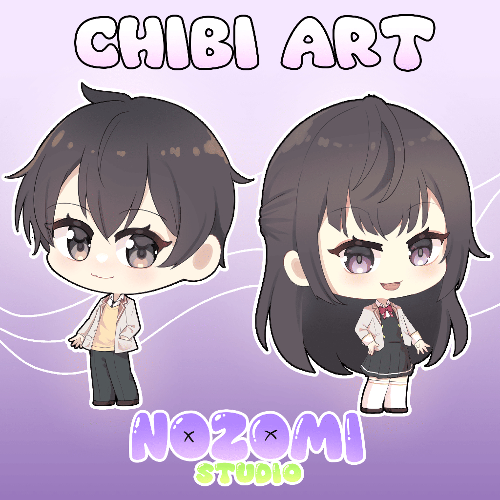 CHIBI ART MURAH karikatur/ilustrasi/stiker/ilustrasi digital/edit gambar kartun